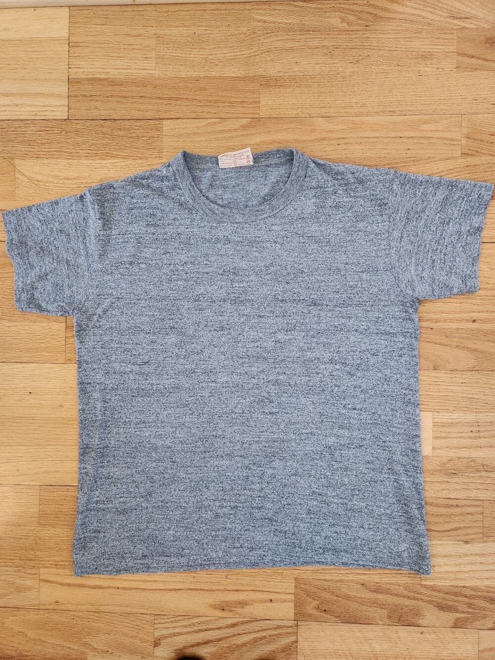 Vtg Russell Athletic 1970s TShirt Adult Large Heather Gray Tri Blend USA Blank
